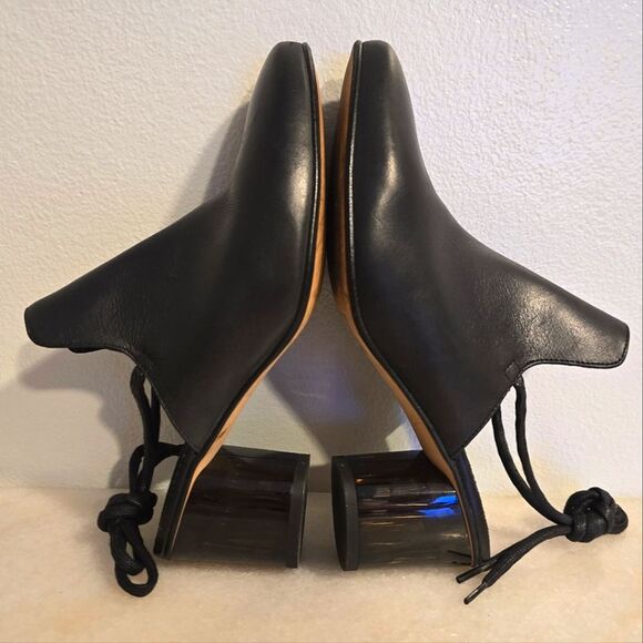 Free People Ankle Wrap Heeled Mules In Black Leather 6.5 - Picture 11 of 11